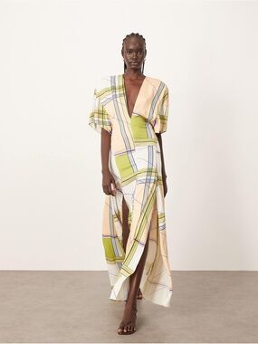 ARRANGE modern maxi tea dress in Check Print size 4